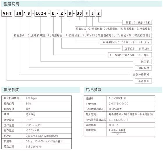 增量編碼器AHB38/8/AHT38/8/AHT40/12