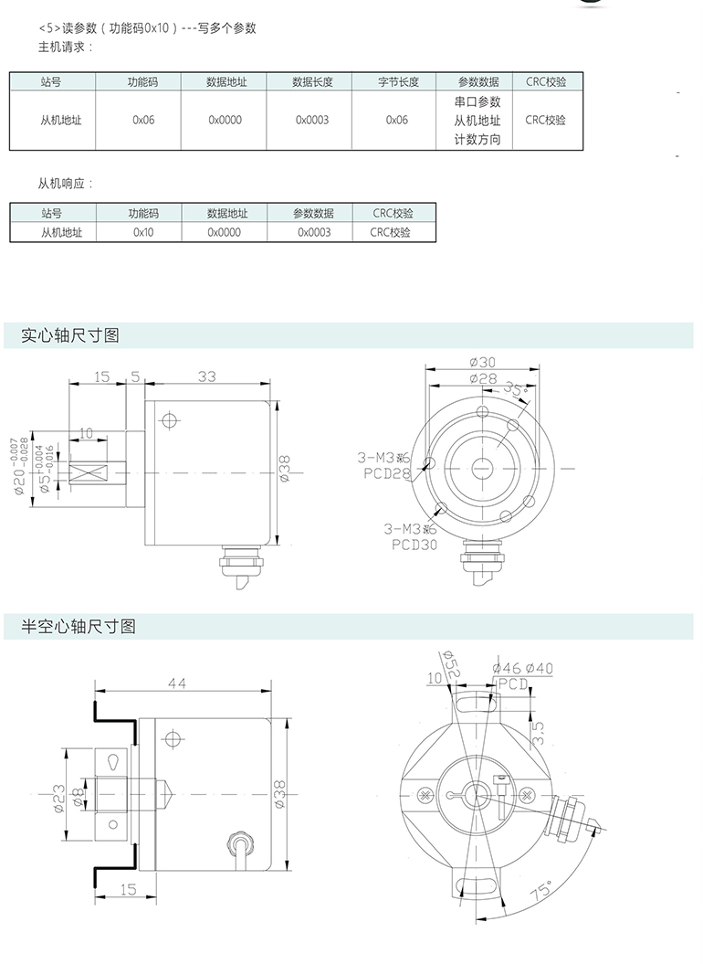 多圈絕對式編碼器 ESP38-M系列 RS485 V2